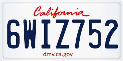 CA license plate 6WIZ752