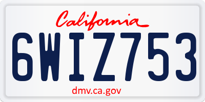 CA license plate 6WIZ753