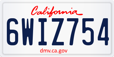CA license plate 6WIZ754