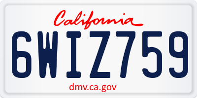 CA license plate 6WIZ759