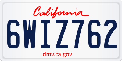 CA license plate 6WIZ762