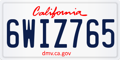 CA license plate 6WIZ765
