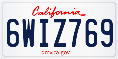 CA license plate 6WIZ769