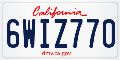CA license plate 6WIZ770