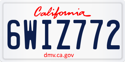 CA license plate 6WIZ772