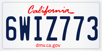 CA license plate 6WIZ773
