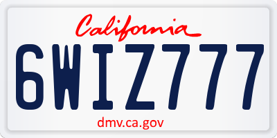 CA license plate 6WIZ777