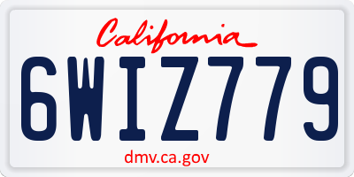 CA license plate 6WIZ779