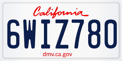 CA license plate 6WIZ780