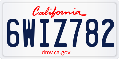 CA license plate 6WIZ782