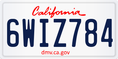 CA license plate 6WIZ784