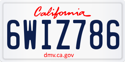 CA license plate 6WIZ786