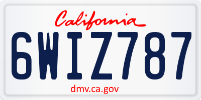 CA license plate 6WIZ787