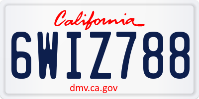 CA license plate 6WIZ788