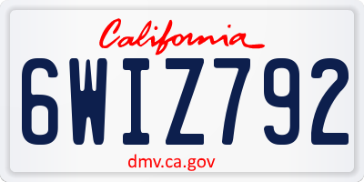 CA license plate 6WIZ792