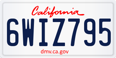 CA license plate 6WIZ795