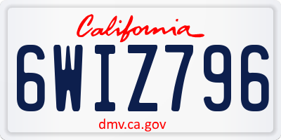 CA license plate 6WIZ796