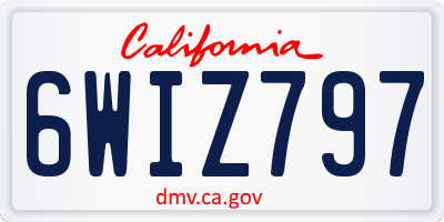 CA license plate 6WIZ797