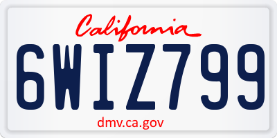 CA license plate 6WIZ799
