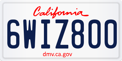 CA license plate 6WIZ800