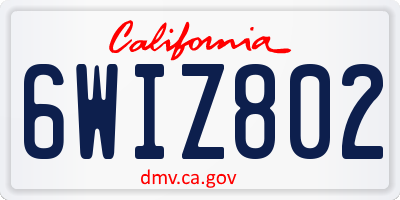 CA license plate 6WIZ802