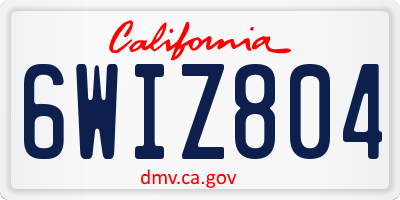 CA license plate 6WIZ804
