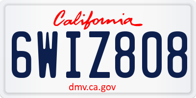 CA license plate 6WIZ808