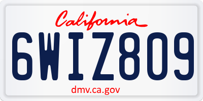 CA license plate 6WIZ809