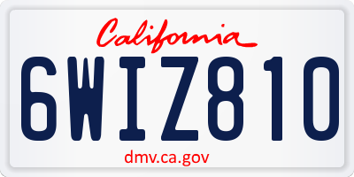 CA license plate 6WIZ810