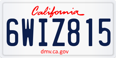 CA license plate 6WIZ815