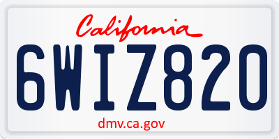 CA license plate 6WIZ820