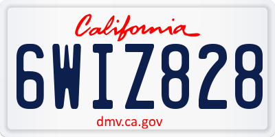 CA license plate 6WIZ828