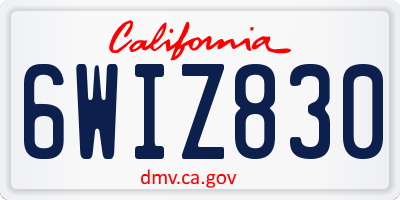 CA license plate 6WIZ830