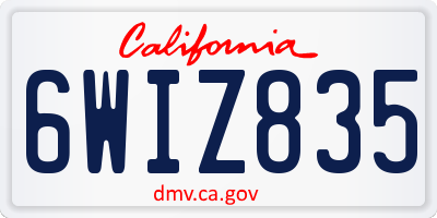 CA license plate 6WIZ835