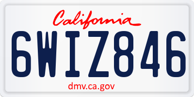 CA license plate 6WIZ846
