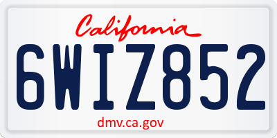 CA license plate 6WIZ852