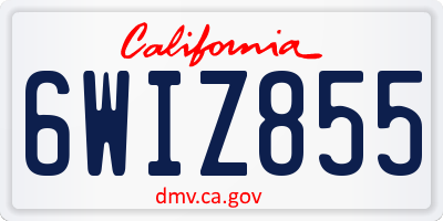 CA license plate 6WIZ855