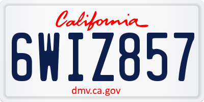 CA license plate 6WIZ857