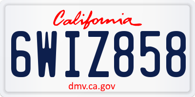 CA license plate 6WIZ858