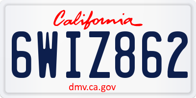 CA license plate 6WIZ862