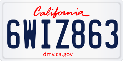 CA license plate 6WIZ863