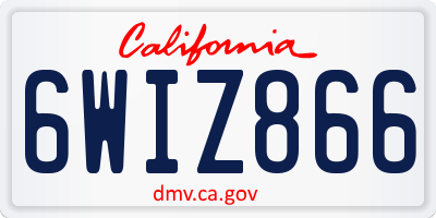 CA license plate 6WIZ866