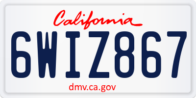 CA license plate 6WIZ867