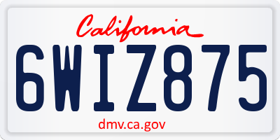 CA license plate 6WIZ875