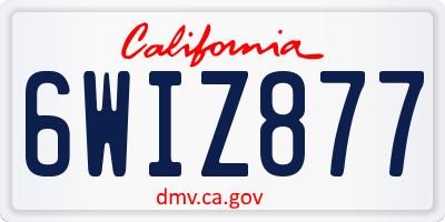 CA license plate 6WIZ877