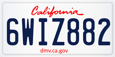 CA license plate 6WIZ882