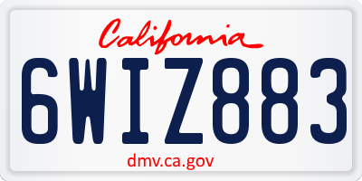 CA license plate 6WIZ883
