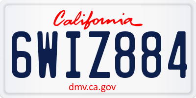 CA license plate 6WIZ884