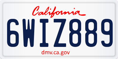 CA license plate 6WIZ889