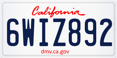 CA license plate 6WIZ892